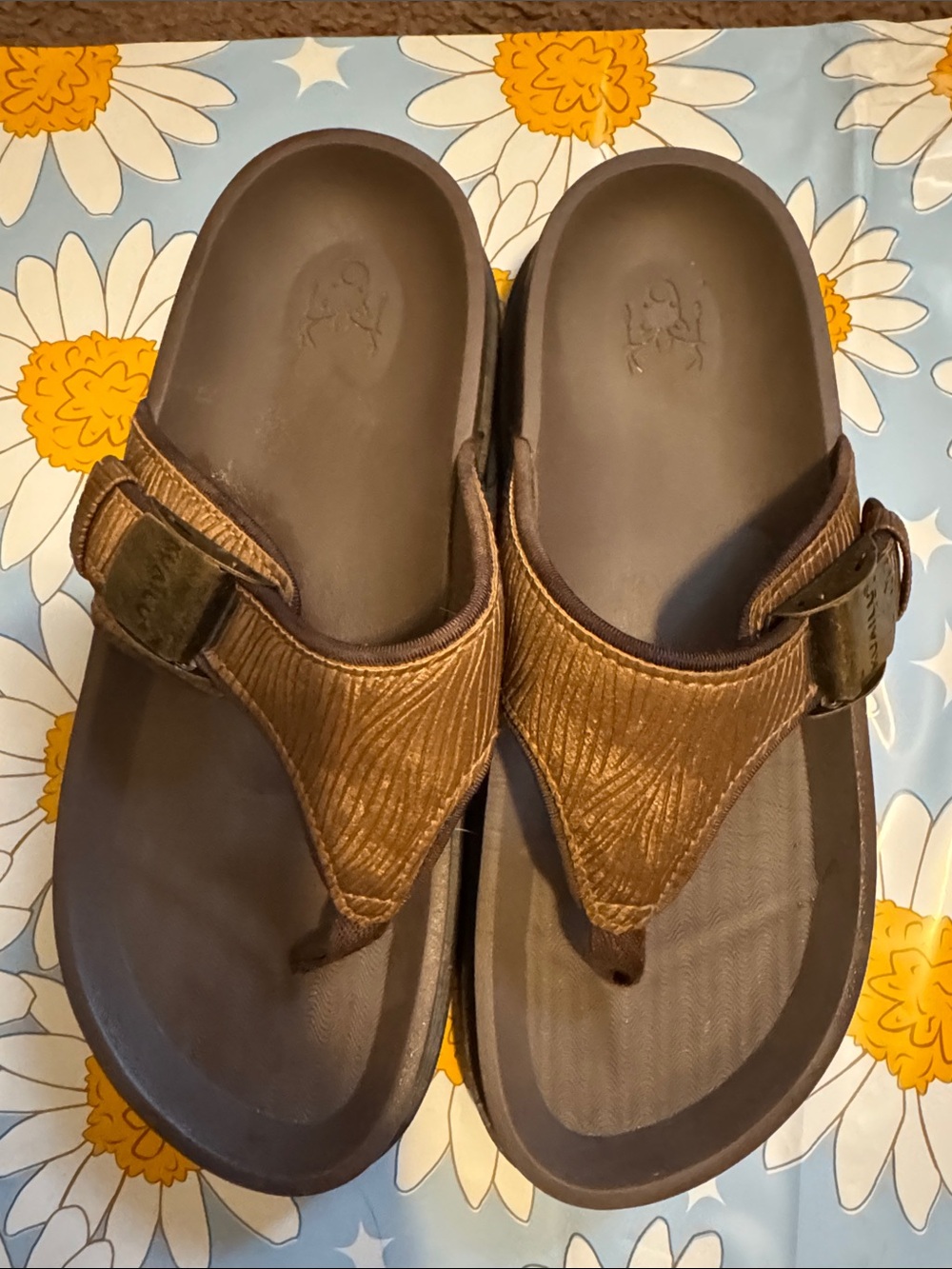 Woman’s  Brown Leather-Look Thong Sandals - Casual Comfort